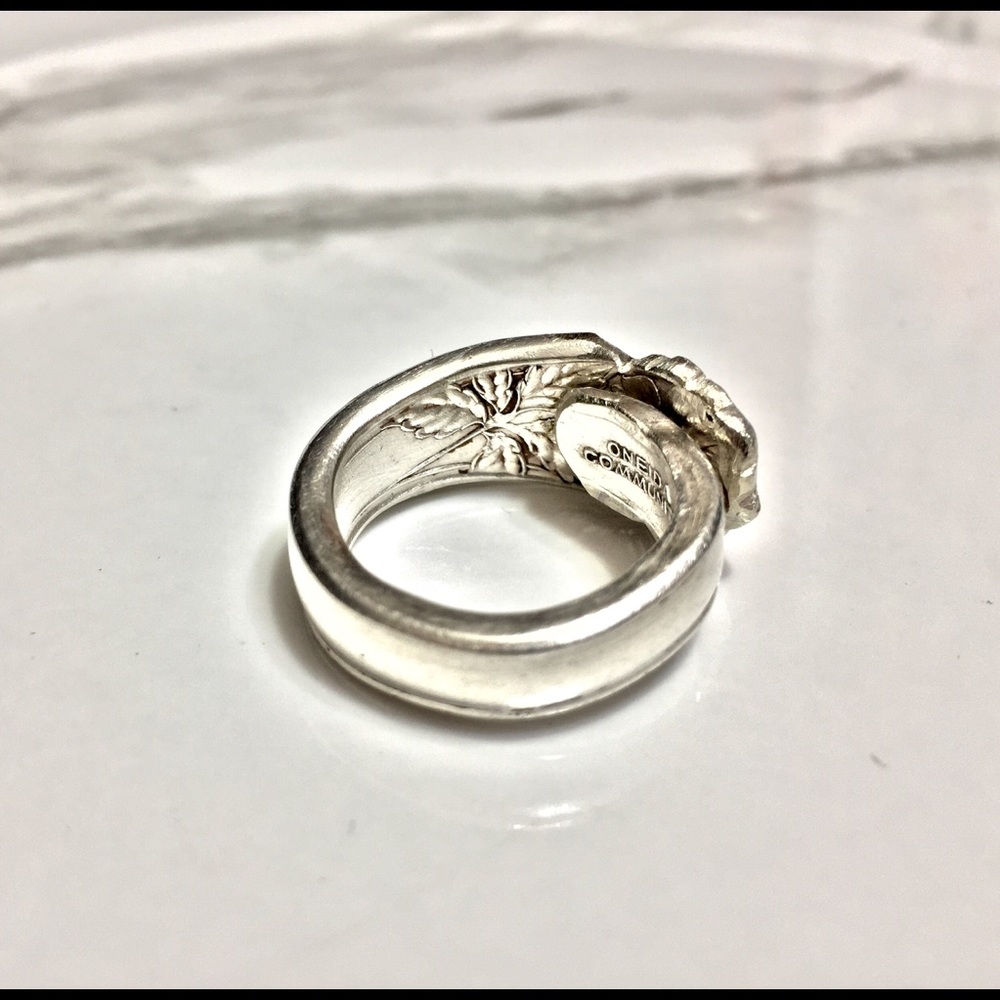 Sterling Silver Plate Spoon Ring Vintage Floral - Picture 6 of 8